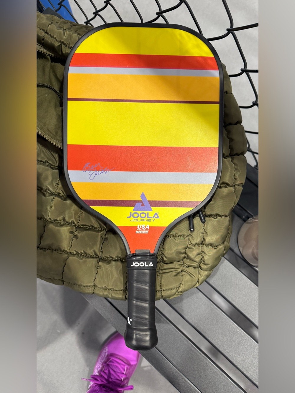 JOOLA Yellow Striped Pickleball Paddle - Bright Yellow/Orange Design